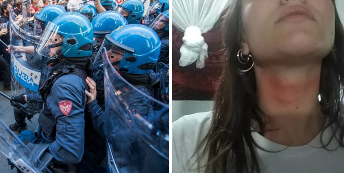 “T’infilo il manganello nell’ano”: polizia aggredisce una manifestante al comizio di Salvini