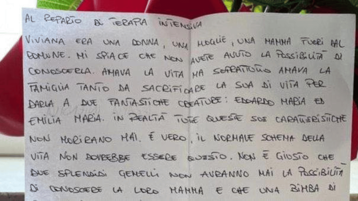 Viviana Delego muore dopo un parto gemellare: il marito scrive una lettera ai medici per ringraziarli lo stesso. E il Papa gli telefona